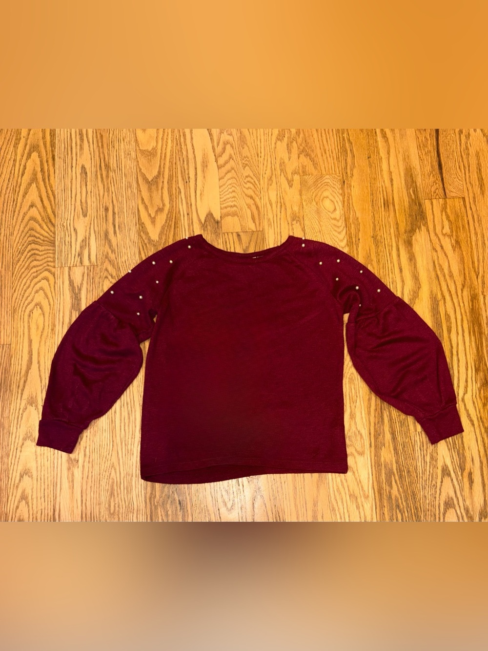 The Children's Place Pearl Embellished Balloon Sleeve Top Maroon M 7/8